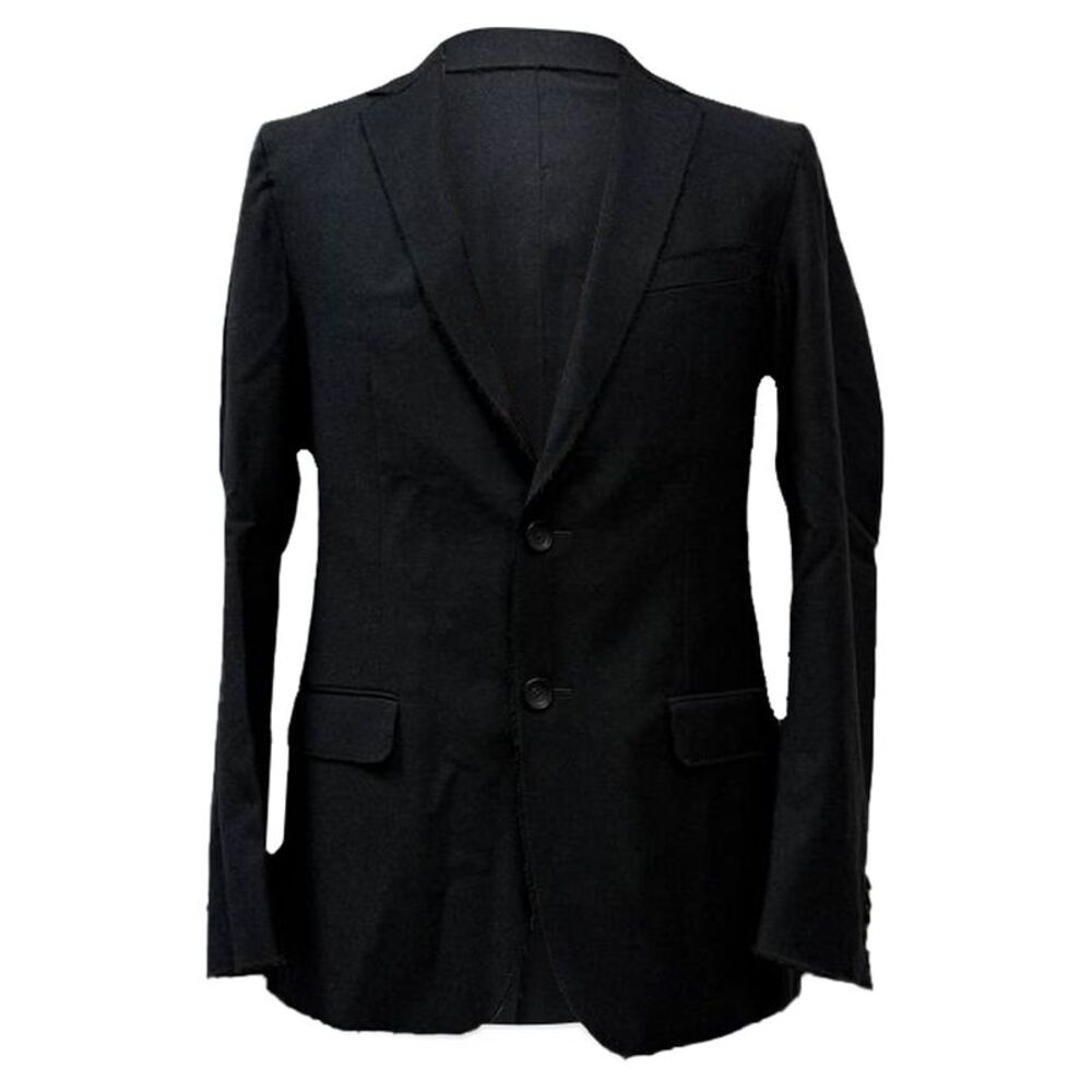 Zegna Single-Breasted Edge Cut Blazer in Black Wool